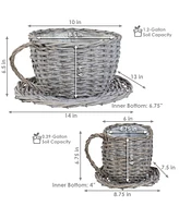 Sunnydaze Decor Rattan Wicker Coffee Cup/Teacup Shape Planters - Set of 2