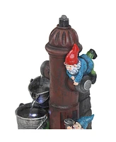 Sunnydaze Decor Electric Fire Hydrant Gnome Water Fountain with Led Light - 16 in