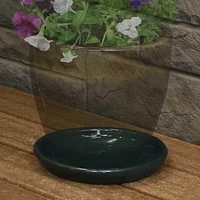 Ceramic Outdoor Flower Pot Saucers Set of 2 - Uv- and Frost-Resistant - Forest Lake Green Glazed Finish