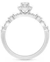 Diamond Halo Scalloped Engagement Ring (3/8 ct. t.w.) 14k Gold