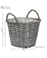 Sunnydaze Decor 8 in Rattan Wicker Basket Planters with Handles/Lining - Set of 5