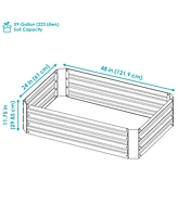 Sunnydaze Decor 48 in Galvanized Steel Rectangle Raised Bed - Woodgrain - 2pk