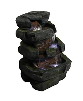 Sunnydaze Decor Electric Tiered Stone Waterfall Fountain with Led Lights - 23 in