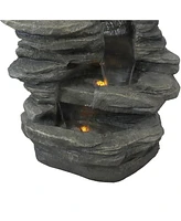 Sunnydaze Decor Electric Stacked Shale Water Fountain with Led Lights - 38 in