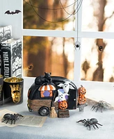 Glitzhome 9.25''L Halloween Polyresin Lighted Camper W/Ghost Pumpkin Black Cat Table Decor