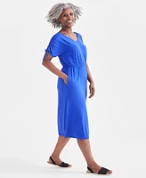 Style & Co Women's V-Neck Ruched-Sleeve Dress, Created for Macy's