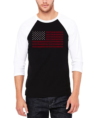 La Pop Art Proud To Be An American - Men's Raglan Baseball Word T-Shirt