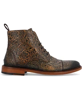 Taft Men's Rome Embossed Leather Cap Toe Lace-up Boot