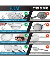 Zulay Kitchen Premium Stainless Steel Fine Mesh Strainer Set - Strainers For (Set of 3) With Non-Slip Handles