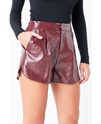 Grey Lab Women's High-Waisted Faux Leather Shorts