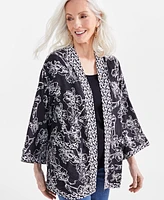 Style & Co Petite Linen-Blend Reversible Kimono, Created for Macy's