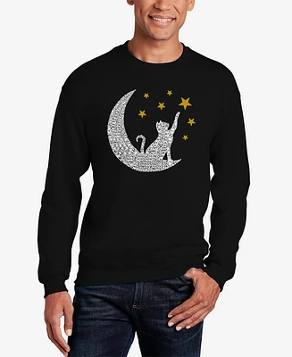 La Pop Art Cat Moon - Men's Word Crewneck Sweatshirt