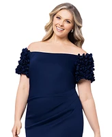 Xscape Plus Off-The-Shoulder Ruffle-Sleeve Sheath Dress