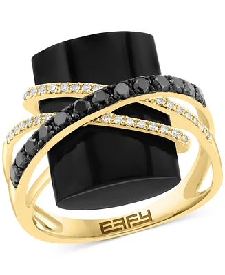 Effy Onyx & Diamond (3/8 ct. t.w.) Orbital Statement Ring in 14k Gold