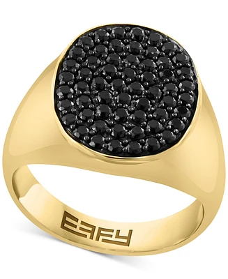 Effy Men's Black Spinel Oval Cluster Ring (1-5/8 ct. t.w.) in Gold-Plated Sterling Silver