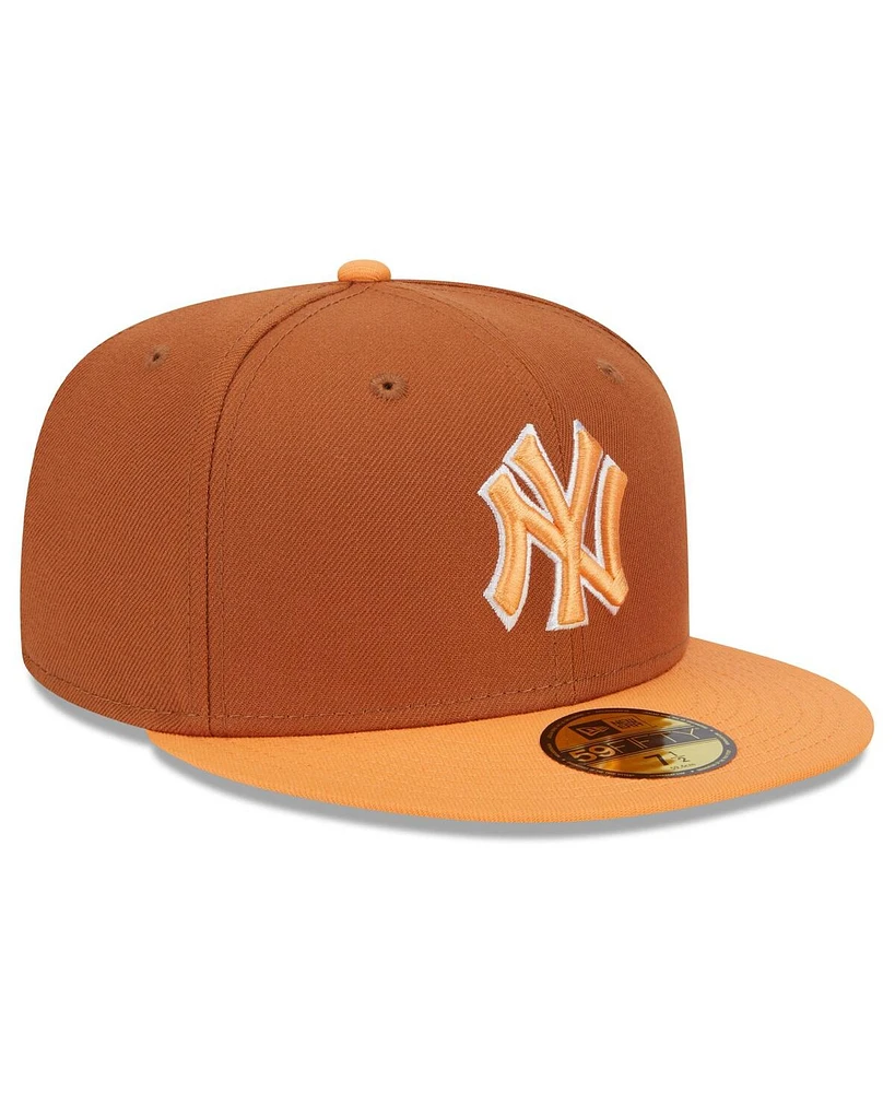 New Era Men's Brown/Orange York Yankees Spring Color Basic Two-Tone 59fifty Fitted Hat