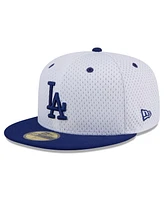 New Era Men's White Los Angeles Dodgers Throwback Mesh 59fifty Fitted Hat