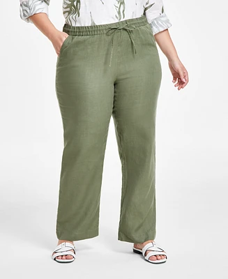 Charter Club Plus 100% Linen Pants, Created for Macy's