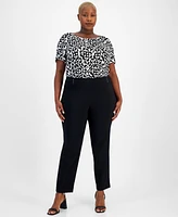 Jm Collection Plus & Petite Tummy Control Pull-On Slim-Leg Pants
