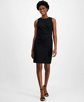 Anne Klein Women's Round-Neck Side-Pleat Dress