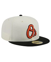 New Era Men's Cream Baltimore Orioles Evergreen Chrome 59Fifty Fitted Hat