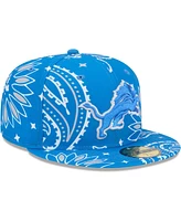 New Era Men's Blue Detroit Lions Paisley 59Fifty Fitted Hat