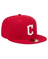 New Era Men's Red Cleveland Guardians White Logo 59Fifty Fitted Hat