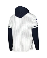 47 Brand Men's White New York Yankees Pinstripe Double Header Pullover Hoodie