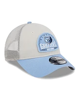 New Era Men's Khaki/Light Blue Memphis Grizzlies Throwback Patch Trucker 9Forty Adjustable Hat