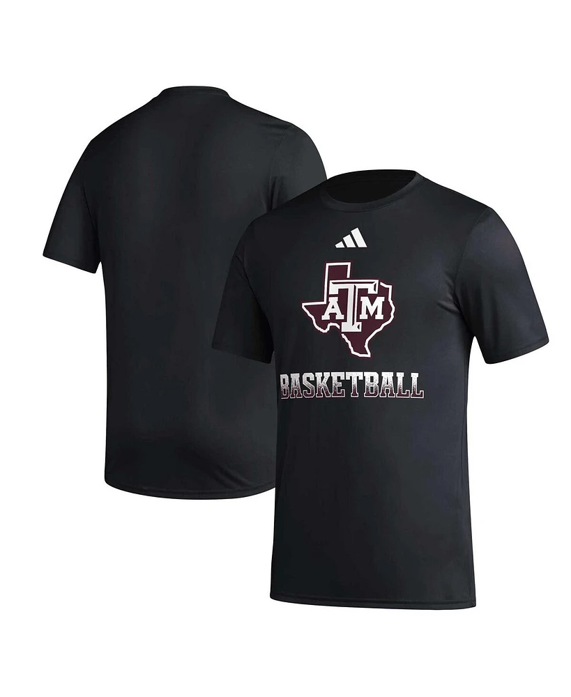 Adidas Men's Black Texas A M Aggies Fadeaway Basketball Pregame Aeroready T-Shirt