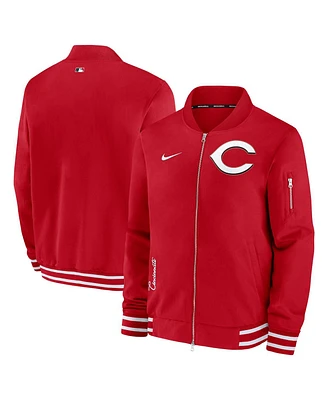 Nike Men's Red Cincinnati Reds Authentic Collection Full-Zip Bomber Jacket