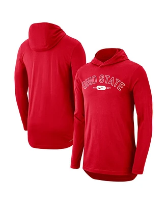 Nike Men's Scarlet Ohio State Buckeyes Campus Performance Tri-Blend Long Sleeve Hoodie T-Shirt