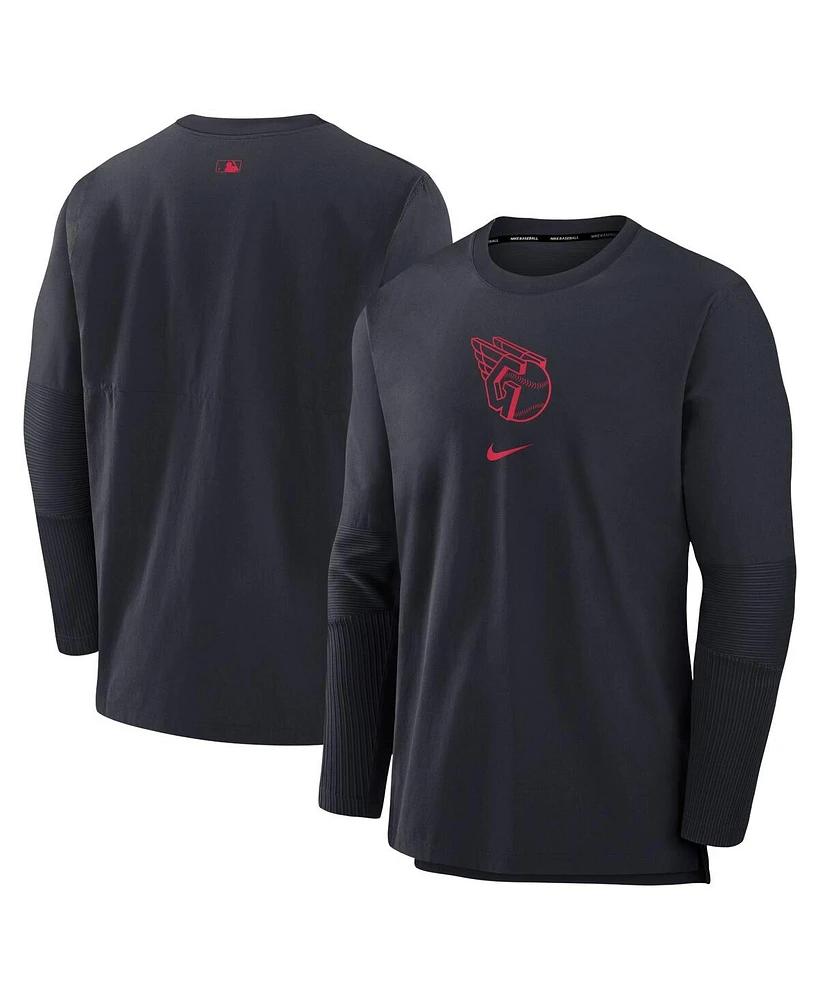 Nike Men's Navy Cleveland Guardians Authentic Collection Player Performance Pullover Sweatshirt