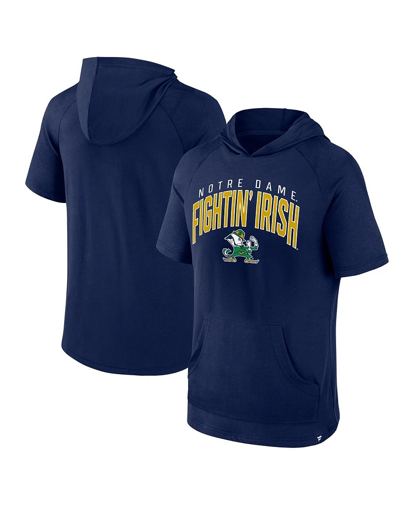 Fanatics Branded Men's Navy Notre Dame Fighting Irish Double Arch Raglan Short Sleeve Hoodie T-Shirt