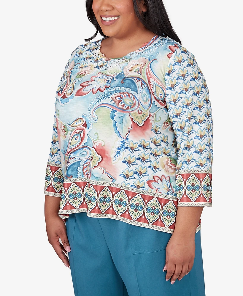 Alfred Dunner Plus Sedona Sky Medallion Paisley Top