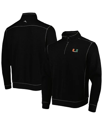 Tommy Bahama Men's Black Miami Hurricanes Sport Tobago Bay Tri-Blend Mock Neck Half-Zip Jacket