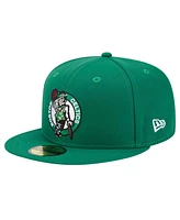 New Era Men's Kelly Green Boston Celtics Court Sport Leather Applique 59fifty Fitted Hat