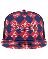 New Era Men's Navy Atlanta Braves Seeing Diamonds A-Frame Trucker 9Fifty Snapback Hat