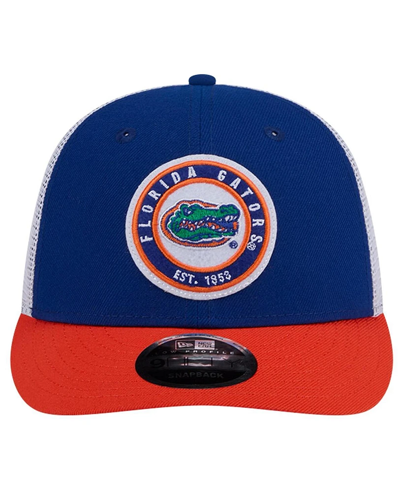 New Era Men's Royal Florida Gators Throwback Circle Patch 9Fifty Trucker Snapback Hat