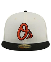 New Era Men's Cream Baltimore Orioles Evergreen Chrome 59Fifty Fitted Hat