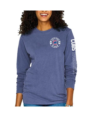 Soft as a Grape Women's Royal Chicago Cubs Pigment-Dyed Long Sleeve T-Shirt