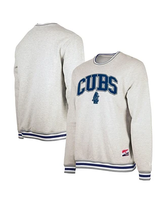 New Era Men's Heather Gray Chicago Cubs Throwback Classic Pullover Sweatshirt