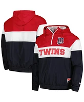 New Era Men's Navy Minnesota Twins Ripstop Raglan Quarter-Zip Hoodie Windbreaker Jacket