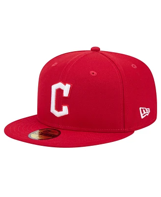 New Era Men's Red Cleveland Guardians White Logo 59Fifty Fitted Hat