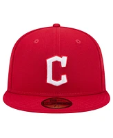 New Era Men's Red Cleveland Guardians White Logo 59Fifty Fitted Hat