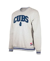 New Era Men's Heather Gray Chicago Cubs Throwback Classic Pullover Sweatshirt