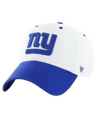 47 Brand Men's White/Royal New York Giants Double Header Diamond Clean Up Adjustable Hat