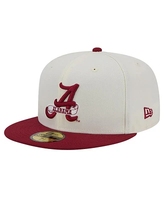 New Era Men's Alabama Crimson Tide Chrome White Vintage-like 59Fifty Fitted Hat
