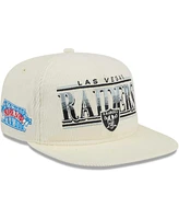 New Era Men's Cream Las Vegas Raiders Throwback Corduroy Golfer Snapback Hat