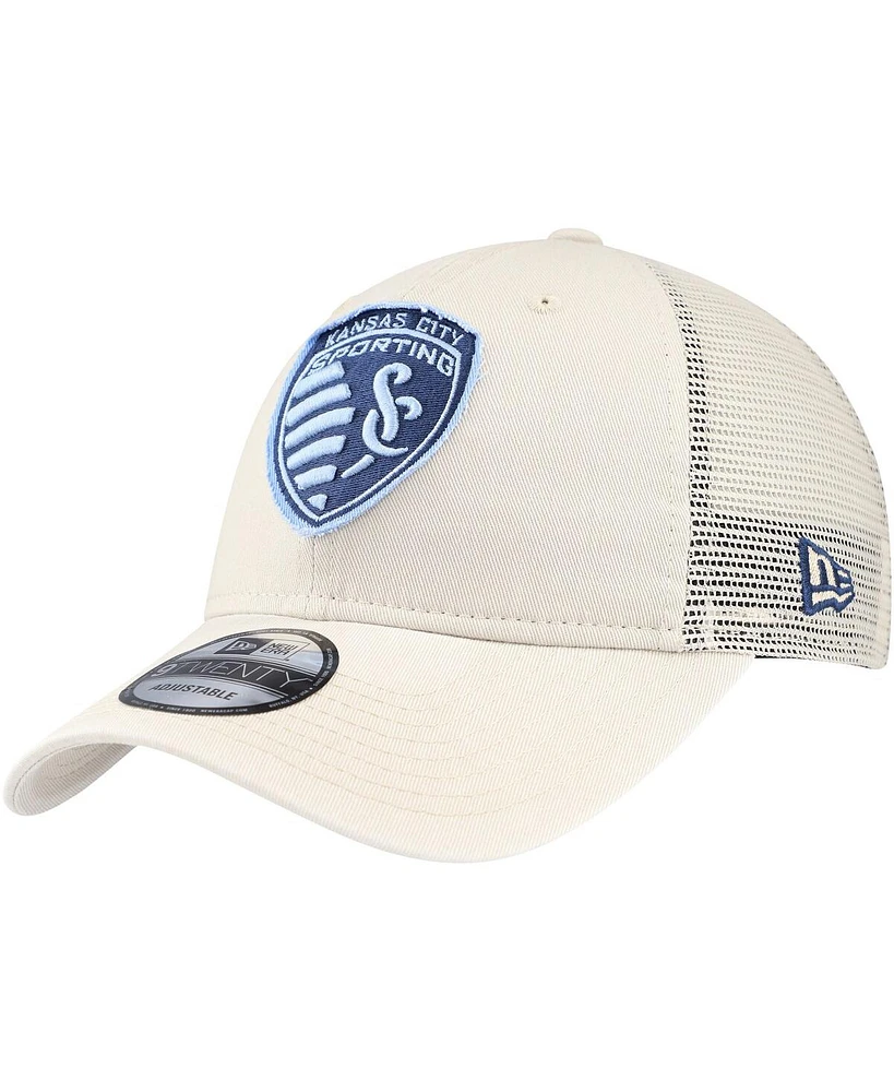 New Era Men's Tan Sporting Kansas City Game Day 9Twenty Adjustable Trucker Hat